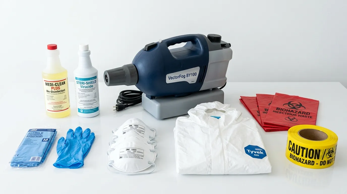 Professional biohazard remediation crew working in Muncie